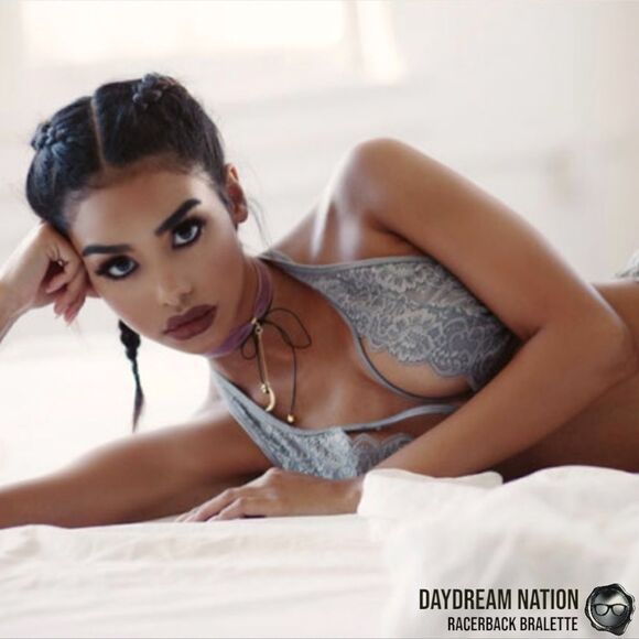 DAYDREAM NATION PIN-UP RACERBACK BRALETTE IN GREY LACE SIZE MEDIUM DELICATE BRA - Picture 1 of 14